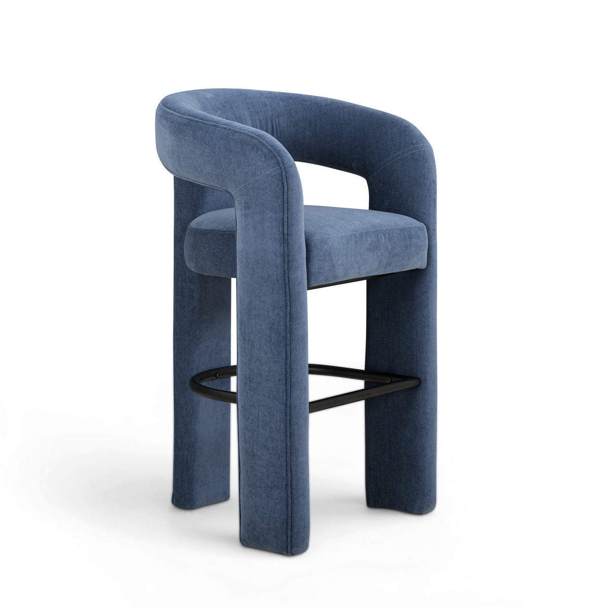 Malone Denim Blue Performance Chenille Bar Stool by TOV Furniture – photo 2 of 6