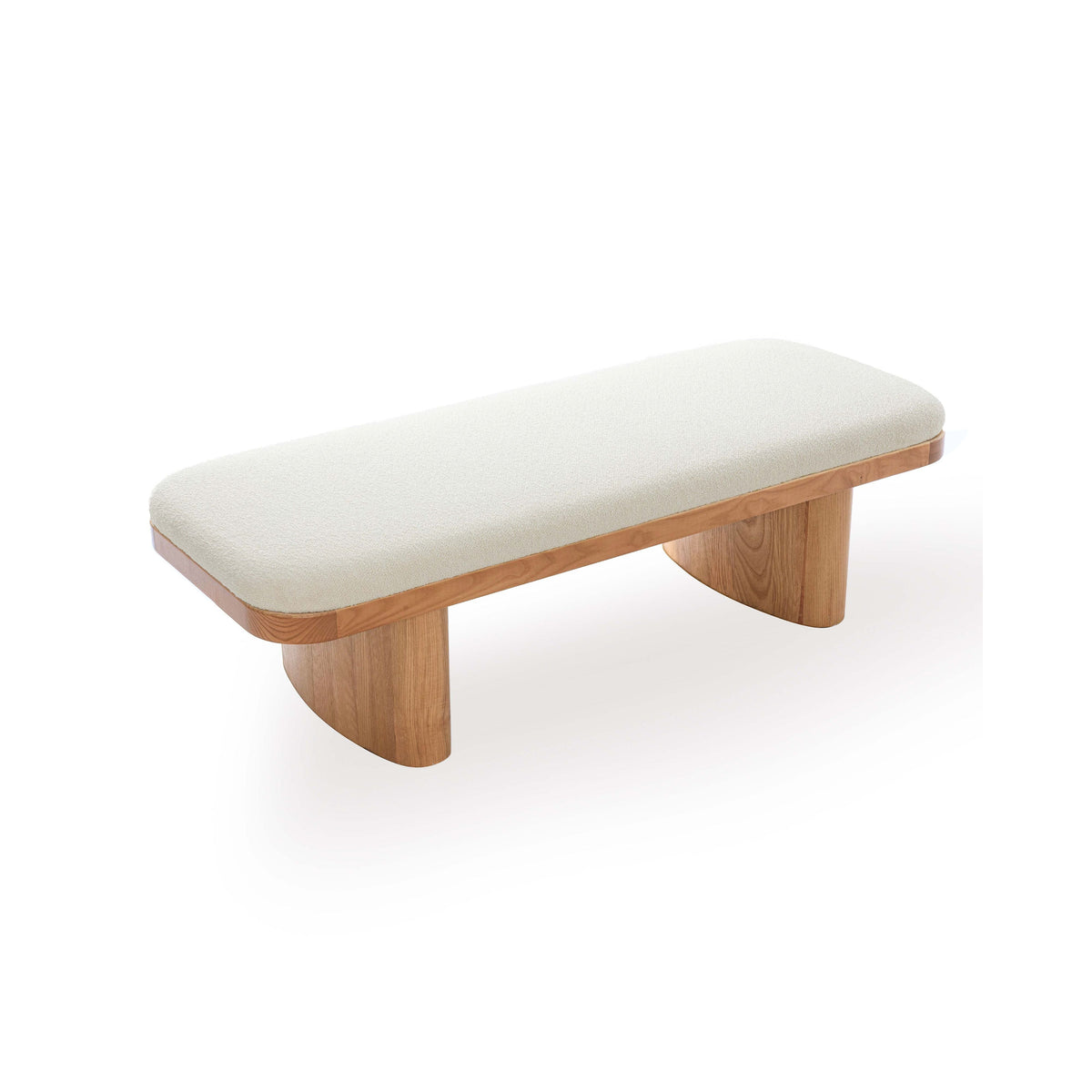 Ollie 56.5" White Performance Boucle Large Bench by TOV Furniture – photo 4 of 7