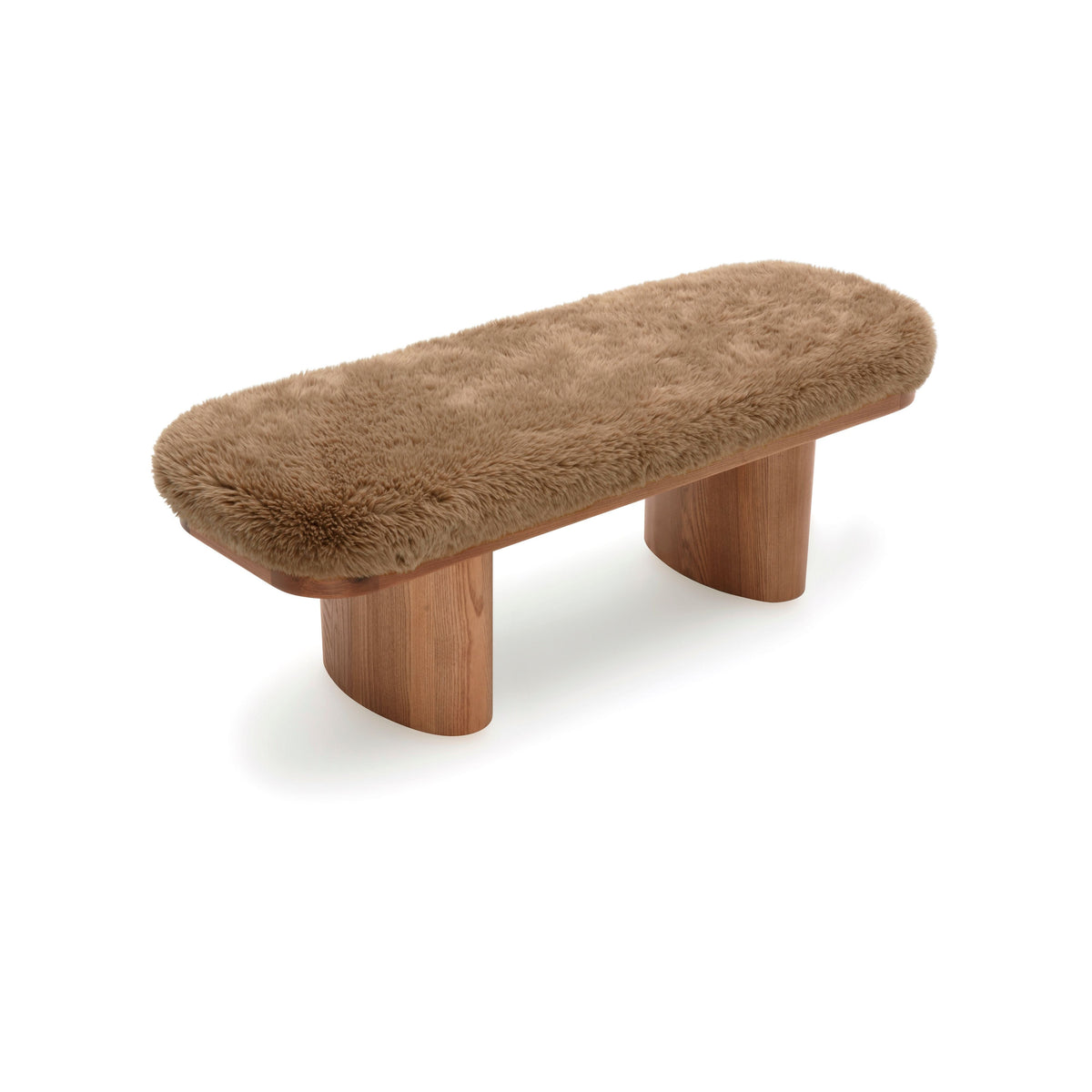 Ollie Taupe Contract-Grade Straight Vegan Shearling Bench by TOV Furniture – photo 4 of 7