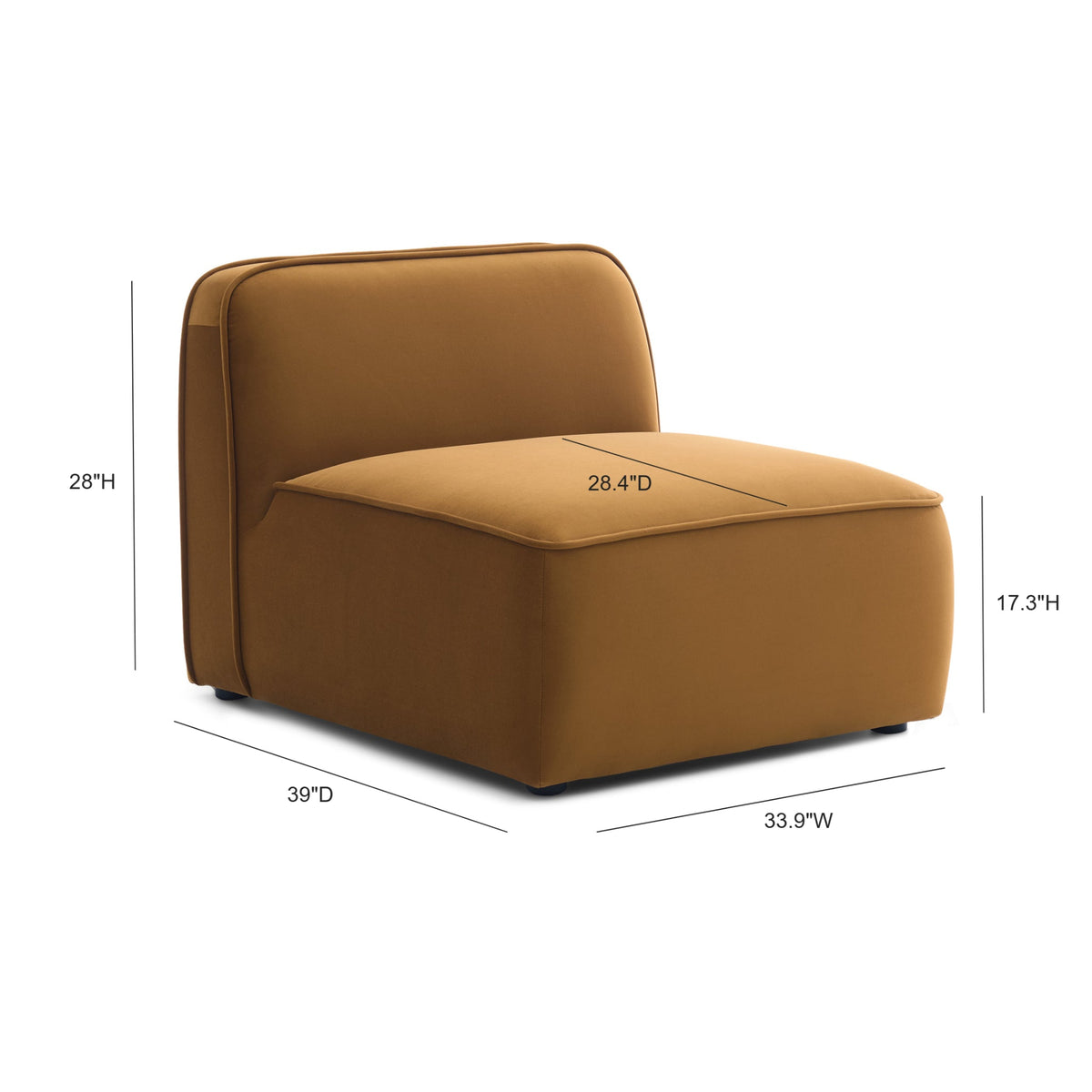 Travie Honey Performance Velvet Armless Chair by TOV Furniture – photo 4 of 5