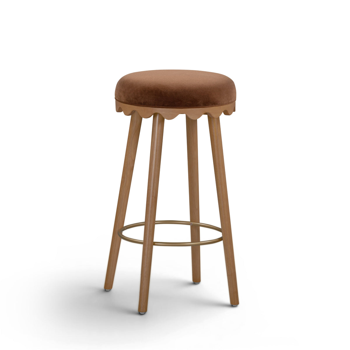 Oodle Bronze Performance Vegan Mohair Light Walnut Bar Stool by TOV Furniture – photo 1 of 6
