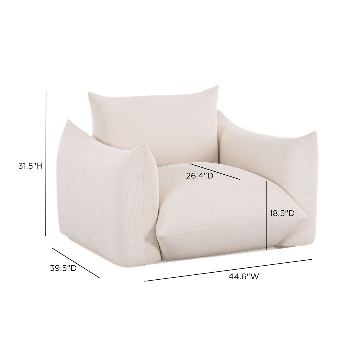 Saint Tropez Cream Performance Petite Boucle Outdoor Armchair by TOV Furniture – photo 6 of 6