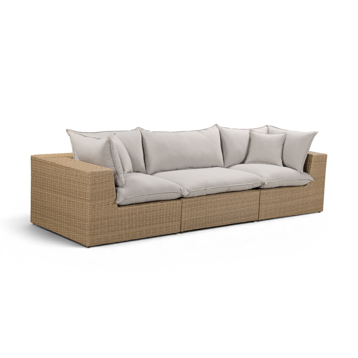 Cali Light Gray Fabric & Brown Wicker Modular Outdoor Sofa by TOV Furniture – photo 2 of 5