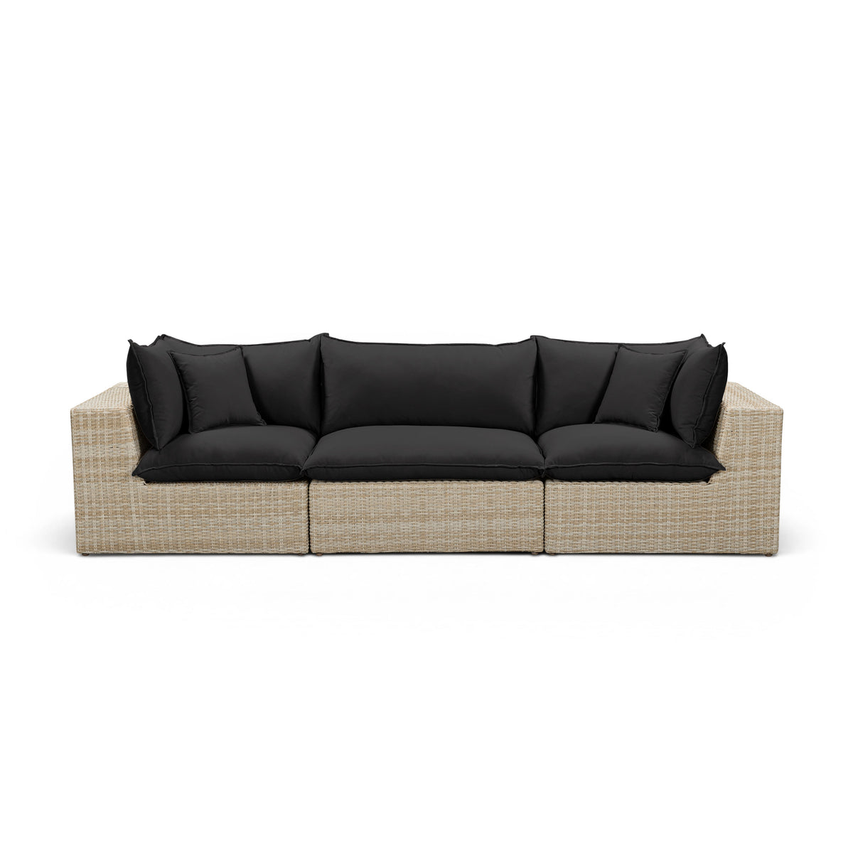 Cali Black Fabric & Natural Wicker Modular Outdoor Sofa by TOV Furniture – photo 1 of 6