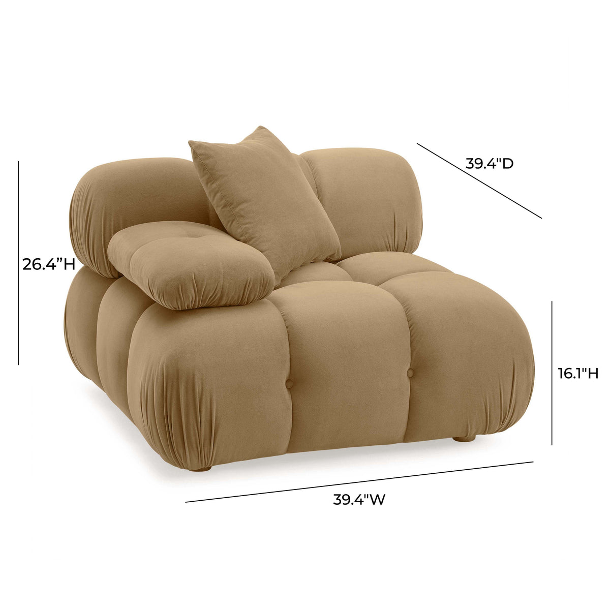 Calliope Cafe Au Lait Performance Velvet Modular Corner Chair by TOV Furniture – photo 6 of 6