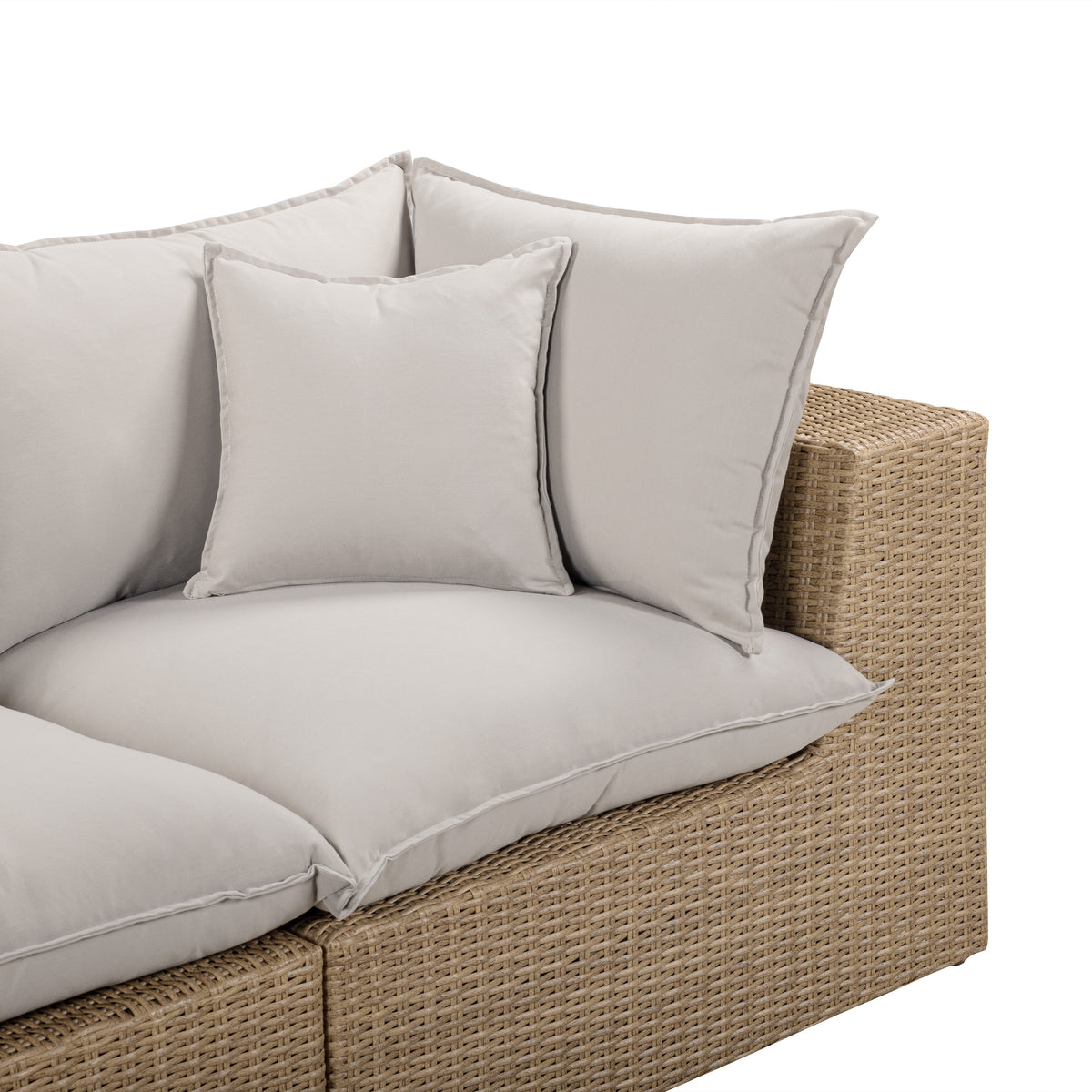 Cali Light Gray Fabric & Brown Wicker Modular Outdoor Sofa by TOV Furniture – photo 4 of 5