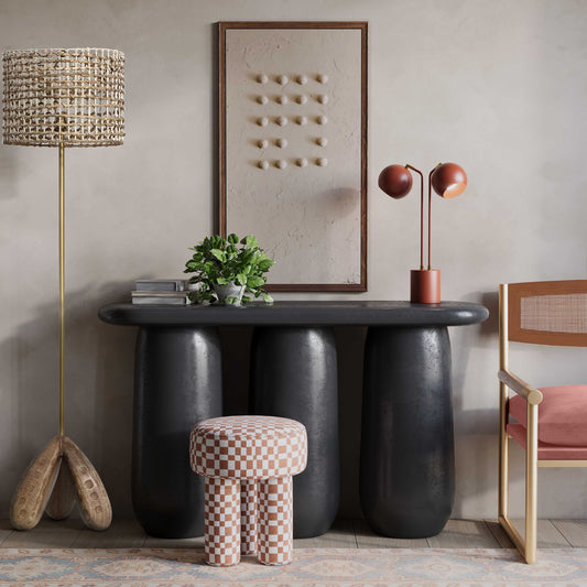 Claire Brown Checkered Boucle Stool by TOV Furniture – photo 2 of 6