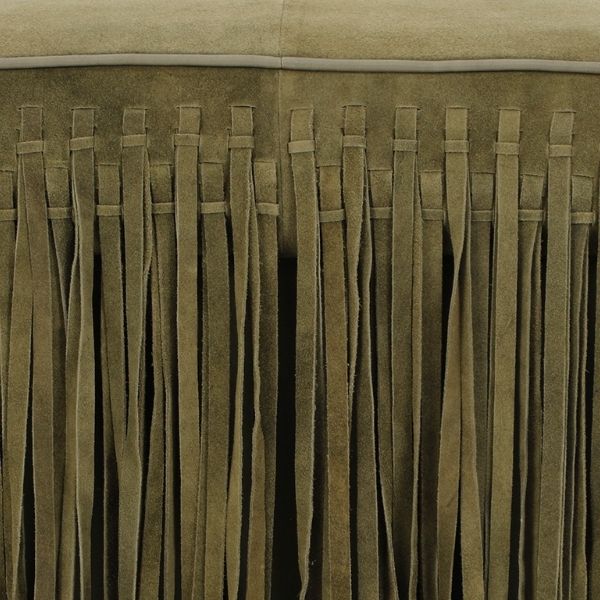 Daphne Square Olive Green Suede Fringe Ottoman by TOV Furniture – photo 6 of 6