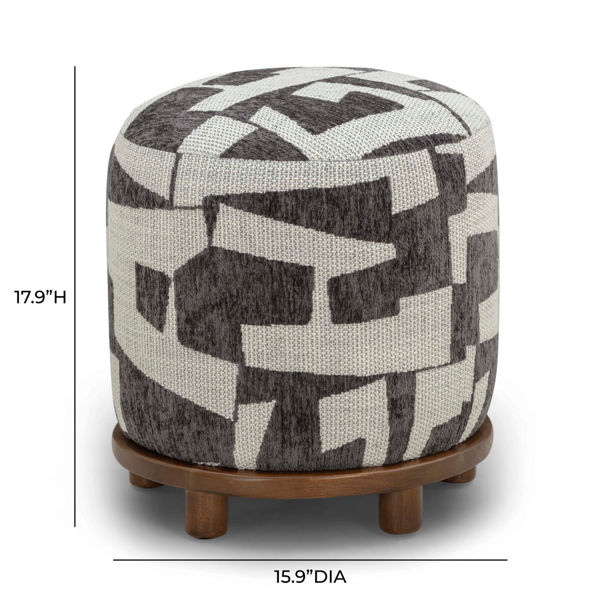 Bisou Black Performance Jacquard Ottoman by TOV Furniture – photo 4 of 5