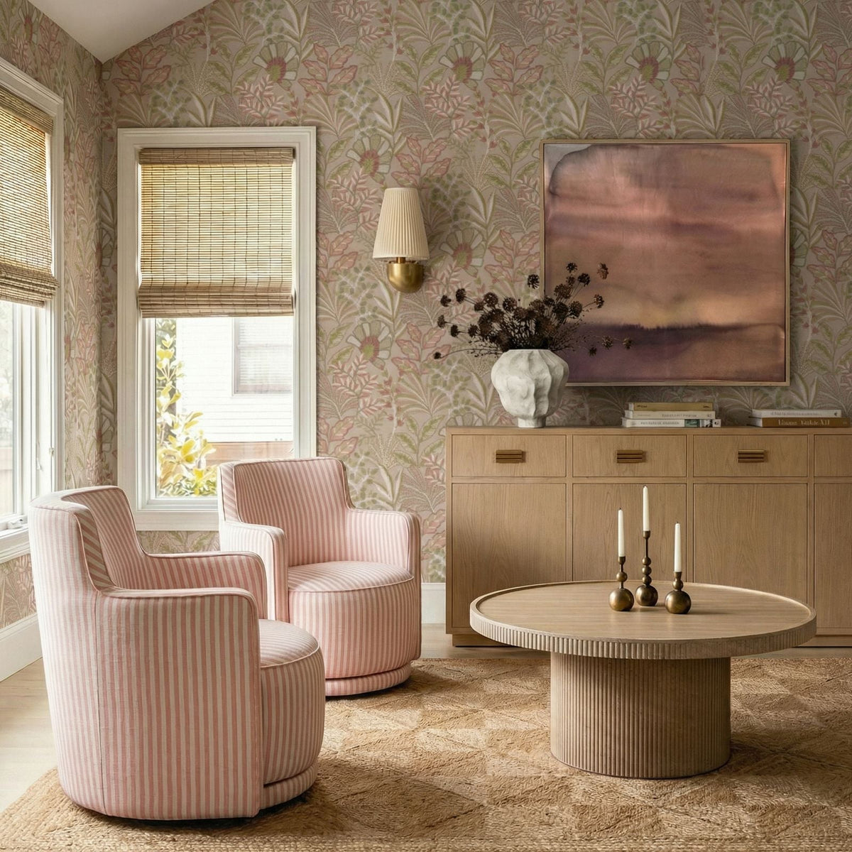 Passe Swivel Accent Chair in Pink Stripes by TOV Furniture – photo 2 of 7
