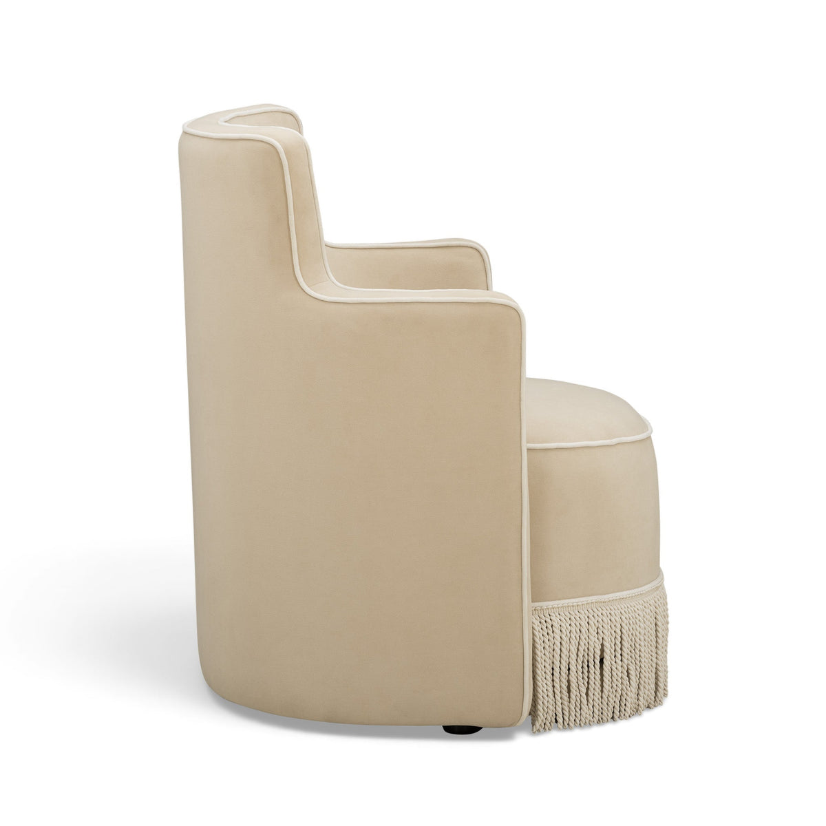 Passe Tasseled Velvet Swivel Accent Chair in Tan by TOV Furniture – photo 4 of 9