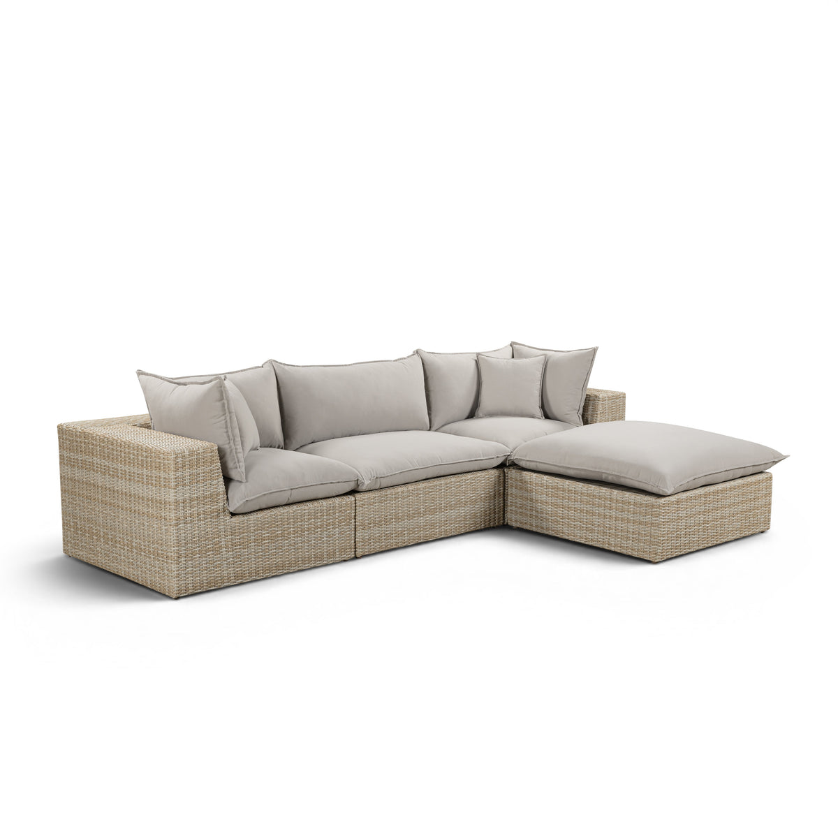 Cali Light Gray Fabric & Natural Wicker Modular Outdoor Sectional by TOV Furniture – photo 2 of 7