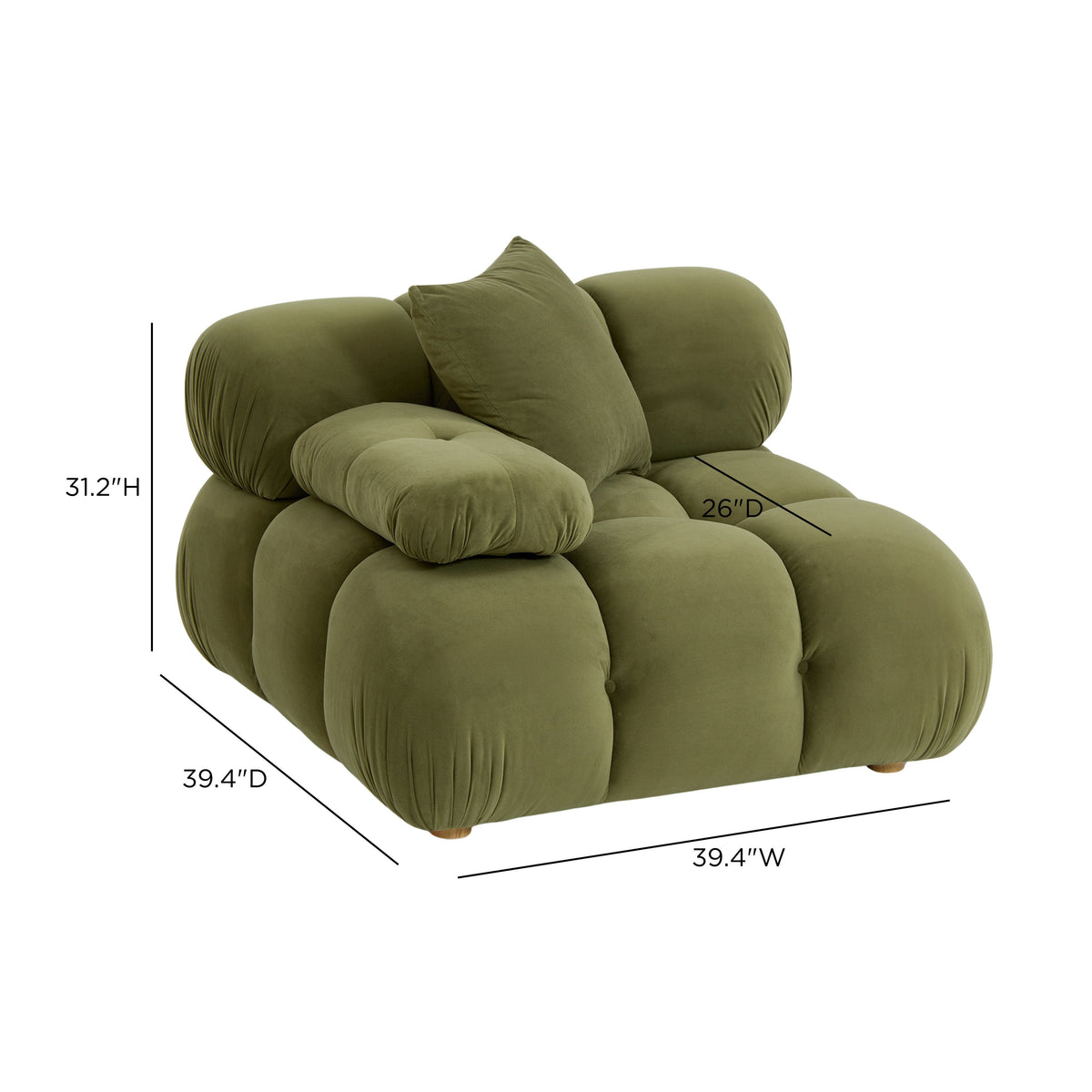 Calliope Olive Green Performance Velvet Modular Corner Chair by TOV Furniture – photo 7 of 7