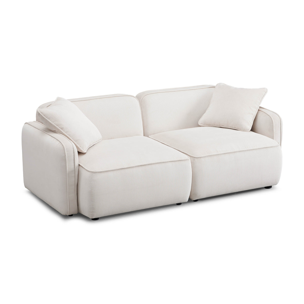 Travie White Sand Performance Corduroy Velvet Modular Loveseat by TOV Furniture – photo 3 of 7