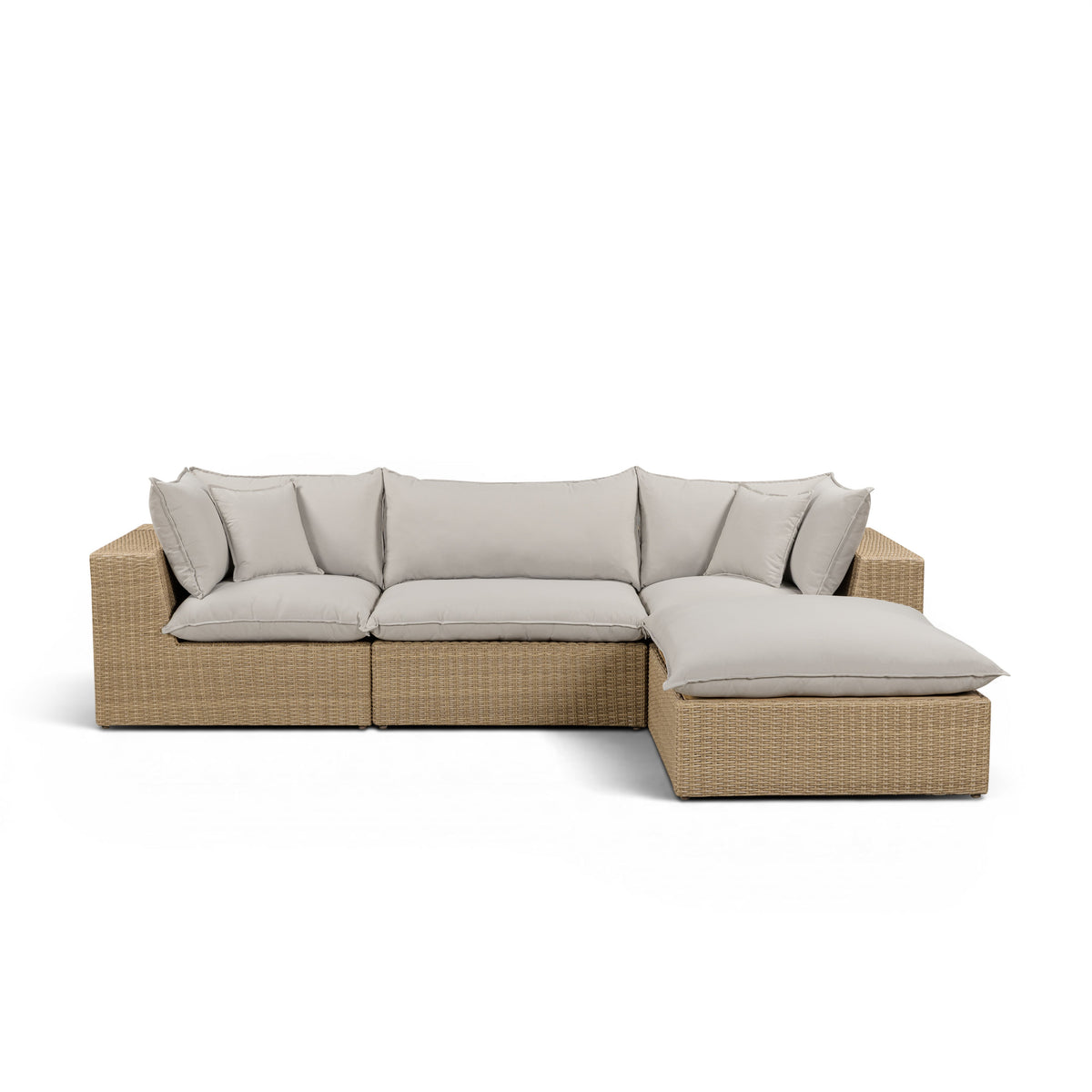 Cali Light Gray Fabric & Brown Wicker Modular Outdoor Sectional by TOV Furniture – photo 1 of 10