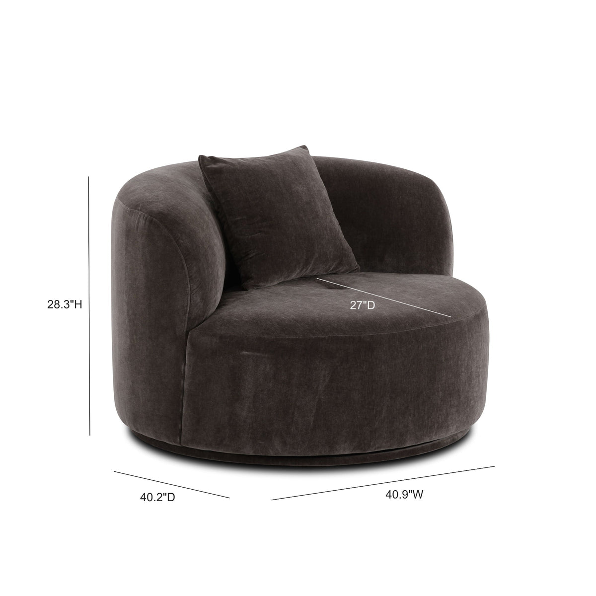 Fickle Storm Grey Performance Velvet Swivel Chair by TOV Furniture – photo 8 of 8