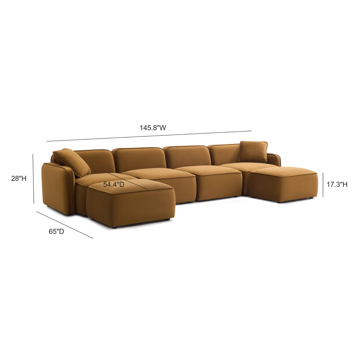 Travie Honey Performance Velvet 6-Piece Modular U-Sectional by TOV Furniture – photo 5 of 5