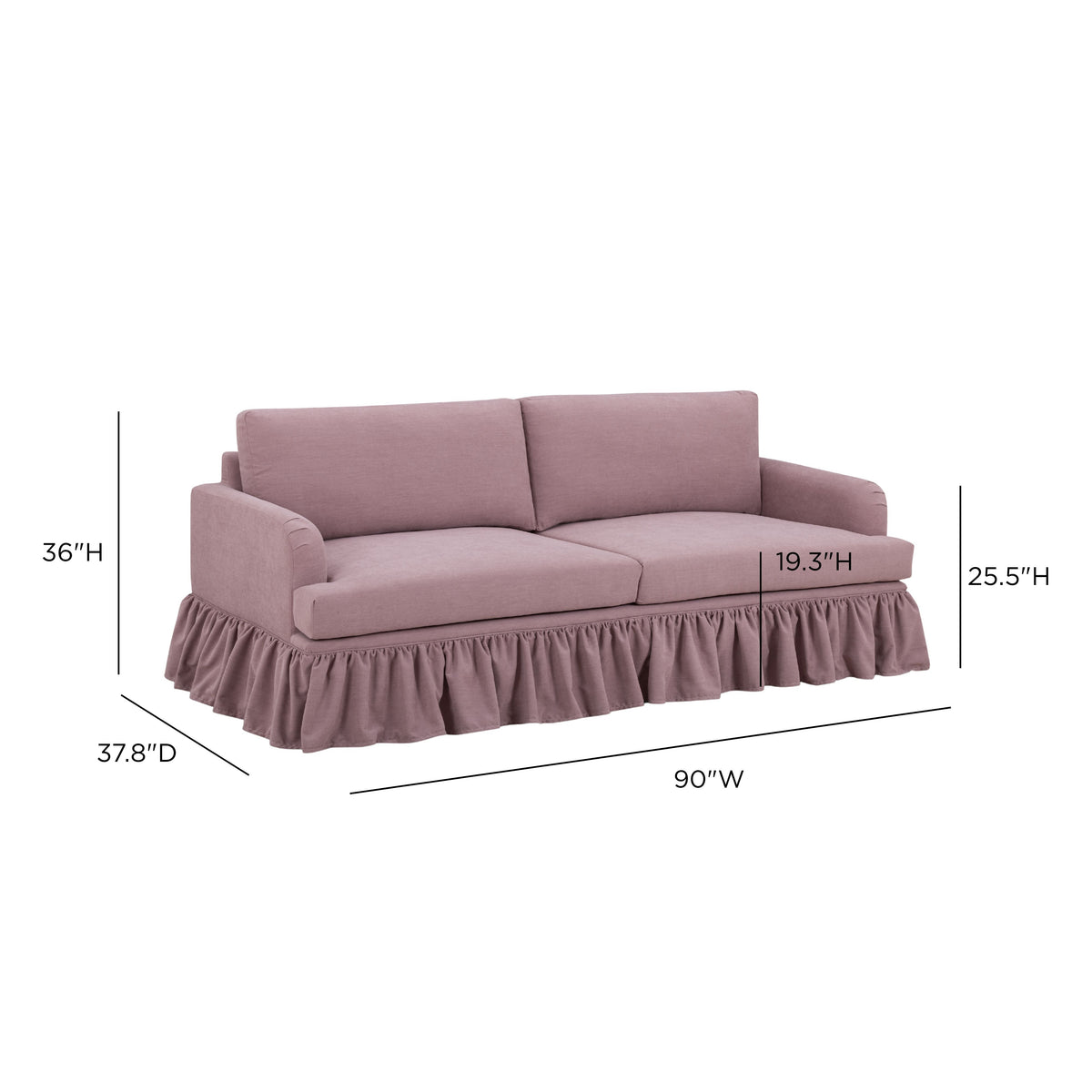Gertrude 90" Mauve Upcycled Performance Fabric Sofa by TOV Furniture – photo 7 of 7