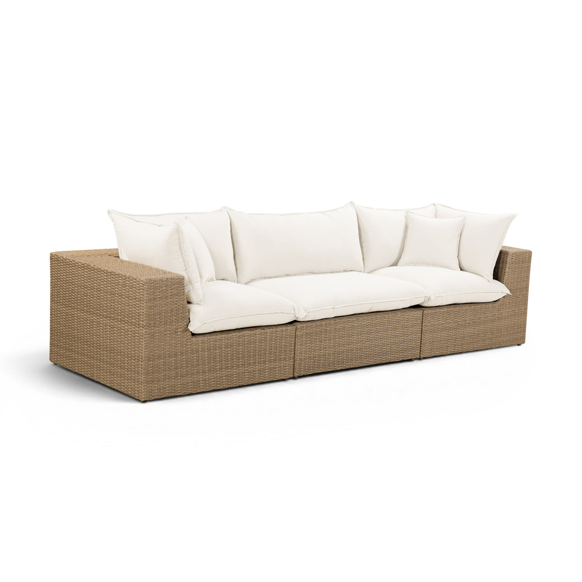 Cali Natural Performance Fabric & Brown Wicker Modular Outdoor Sofa by TOV Furniture – photo 2 of 6