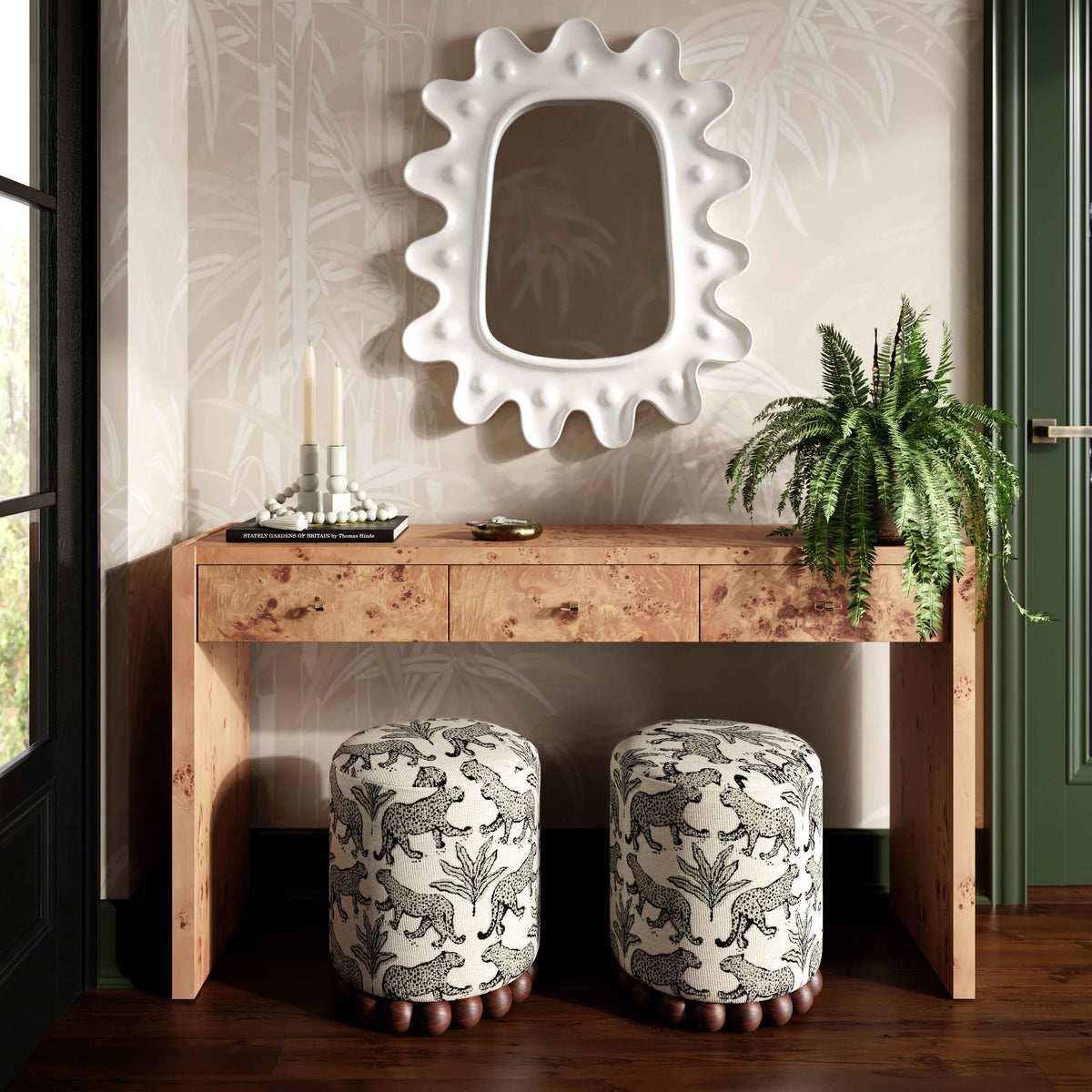 Dex Taupe Leopard Performance Jacquard Ottoman by TOV Furniture – photo 2 of 7