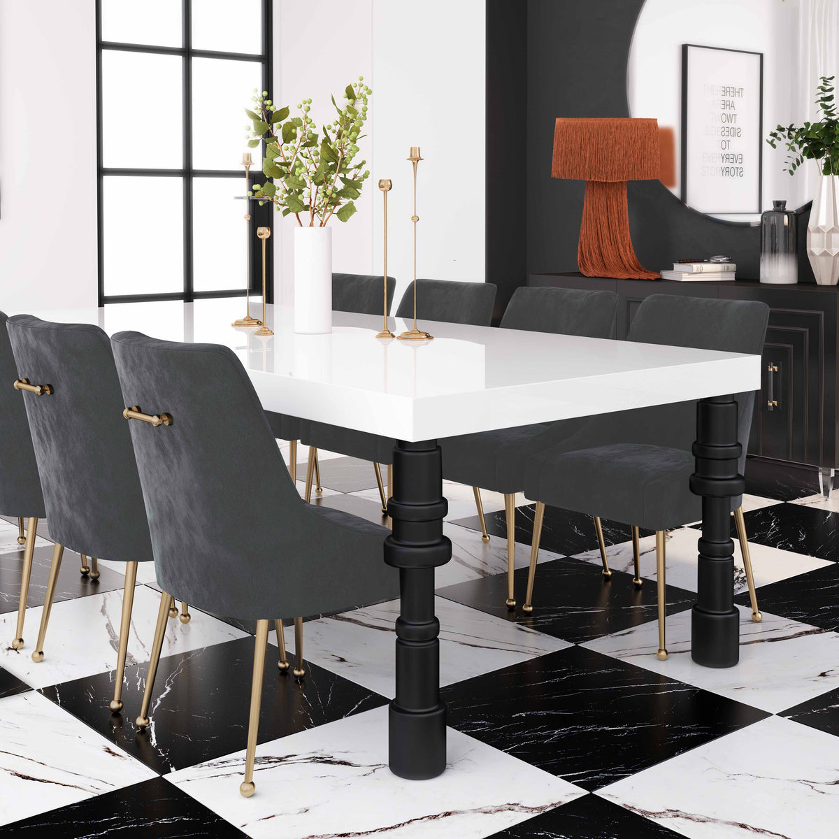 Beatrix Grey Performance Velvet Dining Chair by TOV Furniture – photo 7 of 8