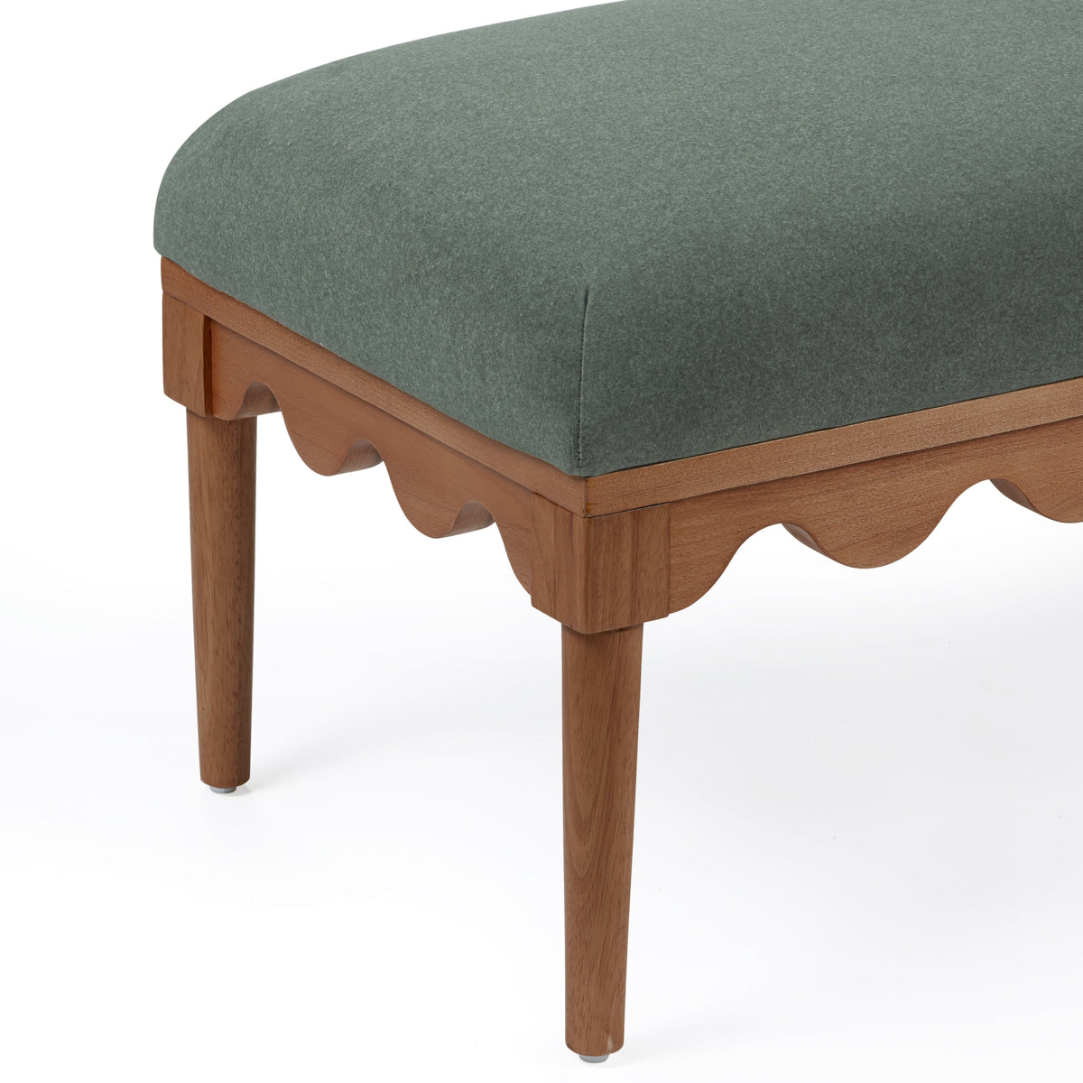 Oodle 56.5" Green Vegan Mohair Bench in Walnut by TOV Furniture – photo 3 of 5