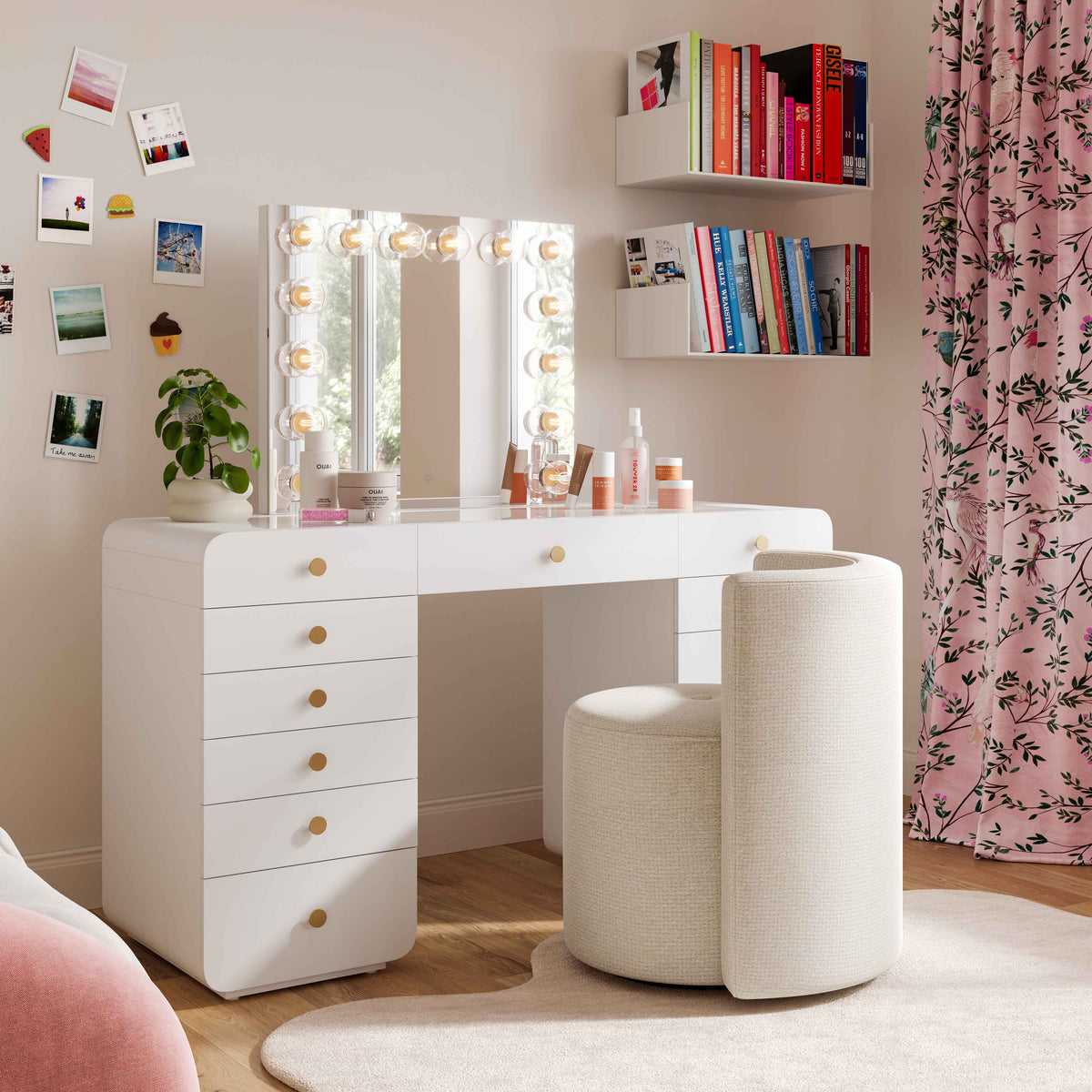 Alyssa Cream Performance Chenille Rolling Desk Chair by TOV Furniture – photo 2 of 6