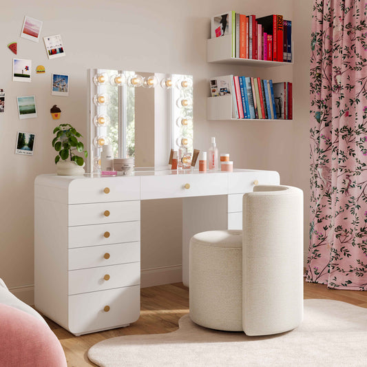 Alyssa Cream Performance Chenille Rolling Desk Chair by TOV Furniture – photo 2 of 6