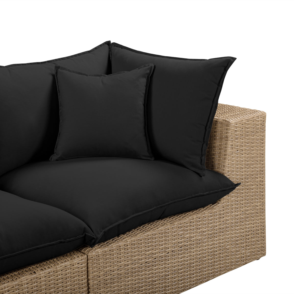 Cali Black Fabric & Brown Wicker Modular Outdoor Sofa by TOV Furniture – photo 5 of 6