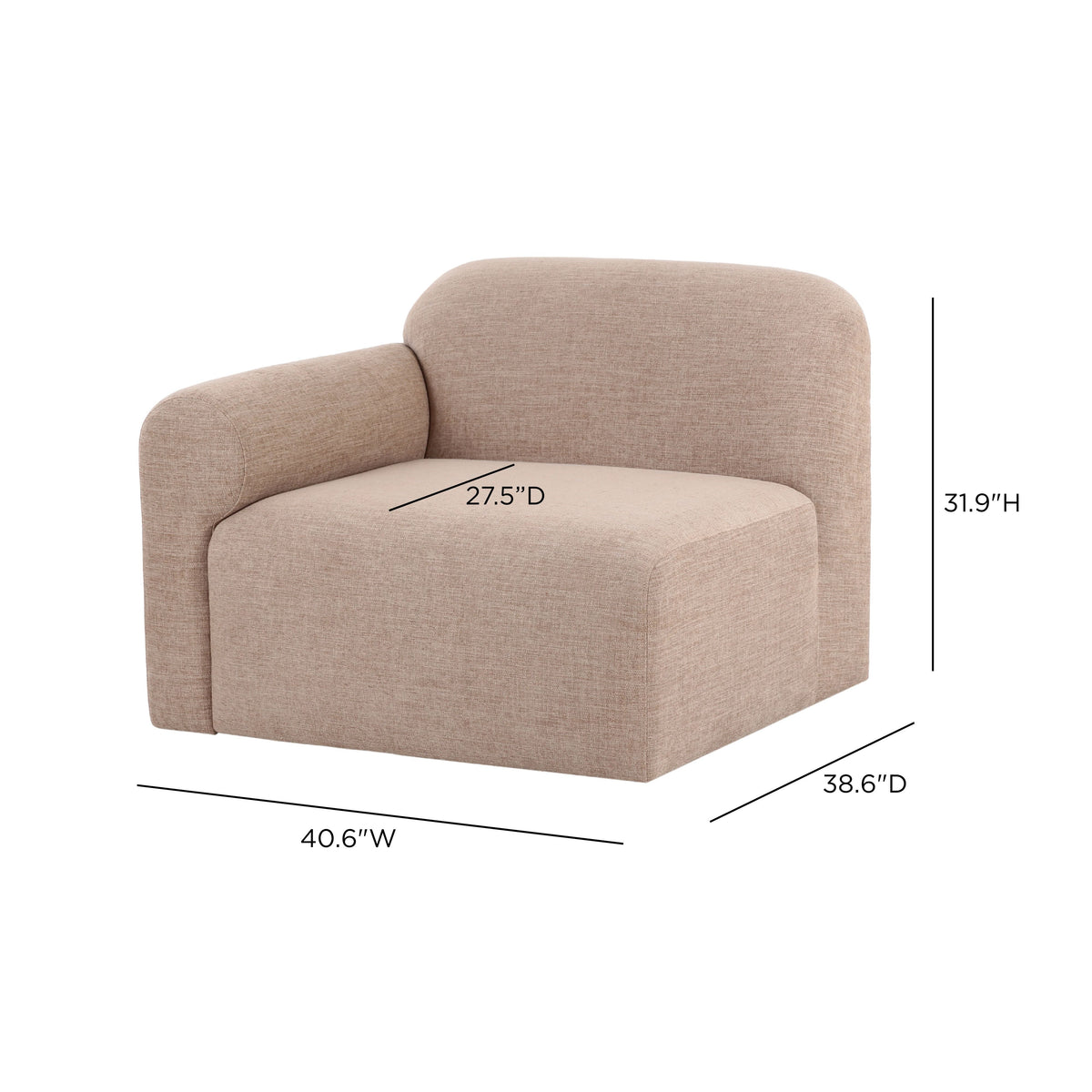Gorge Modular Corner Chair in Tan / LAF by TOV Furniture – photo 7 of 7