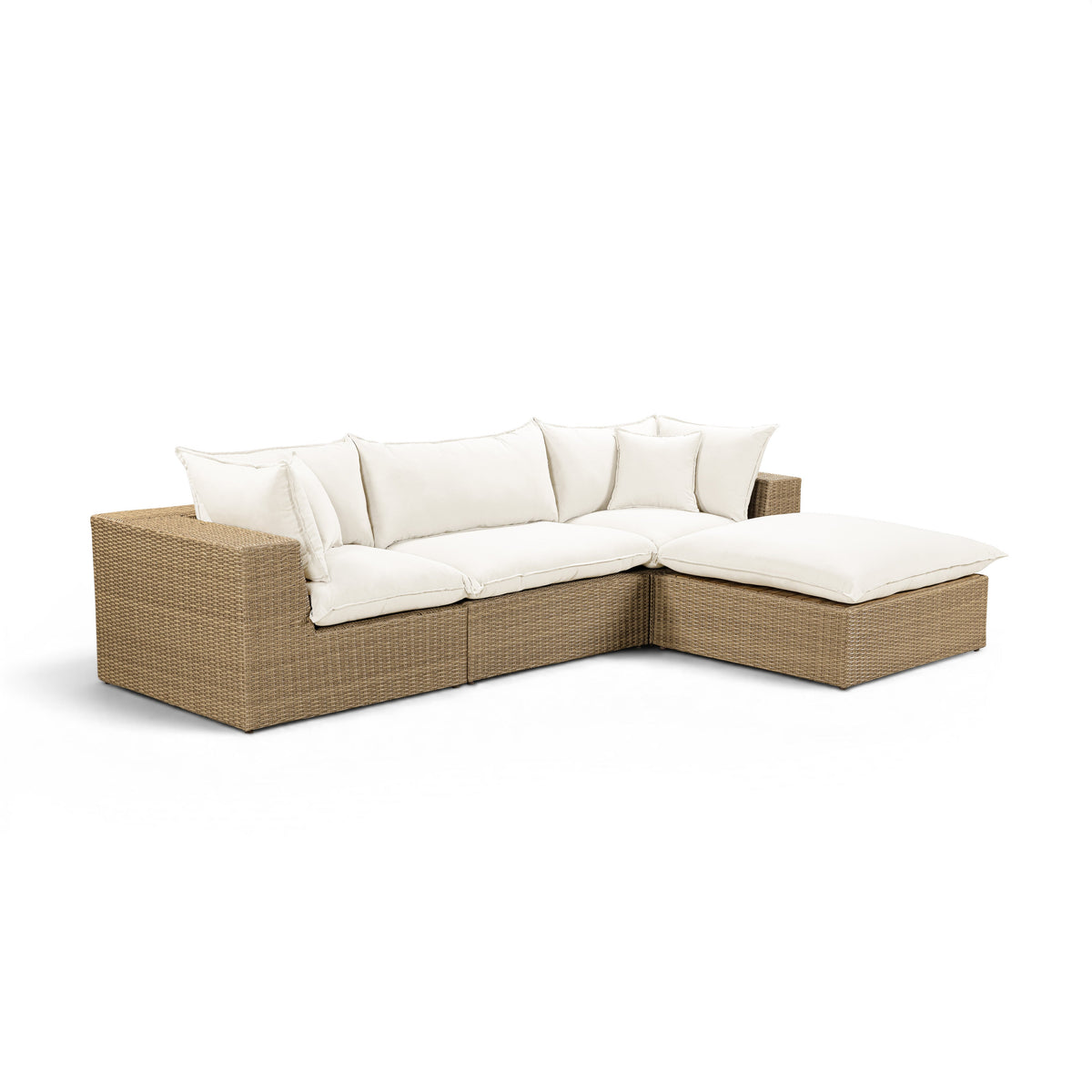 Cali Natural Performance Fabric & Brown Wicker Modular Outdoor Sectional by TOV Furniture – photo 2 of 10