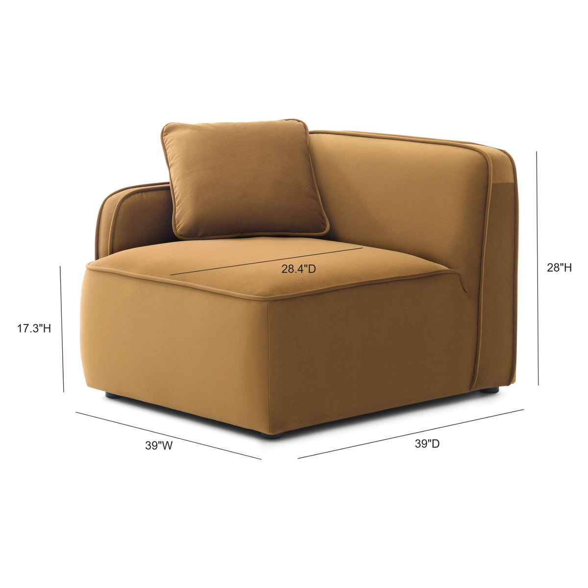 Travie Honey Performance Velvet LAF Corner Chair by TOV Furniture – photo 4 of 5