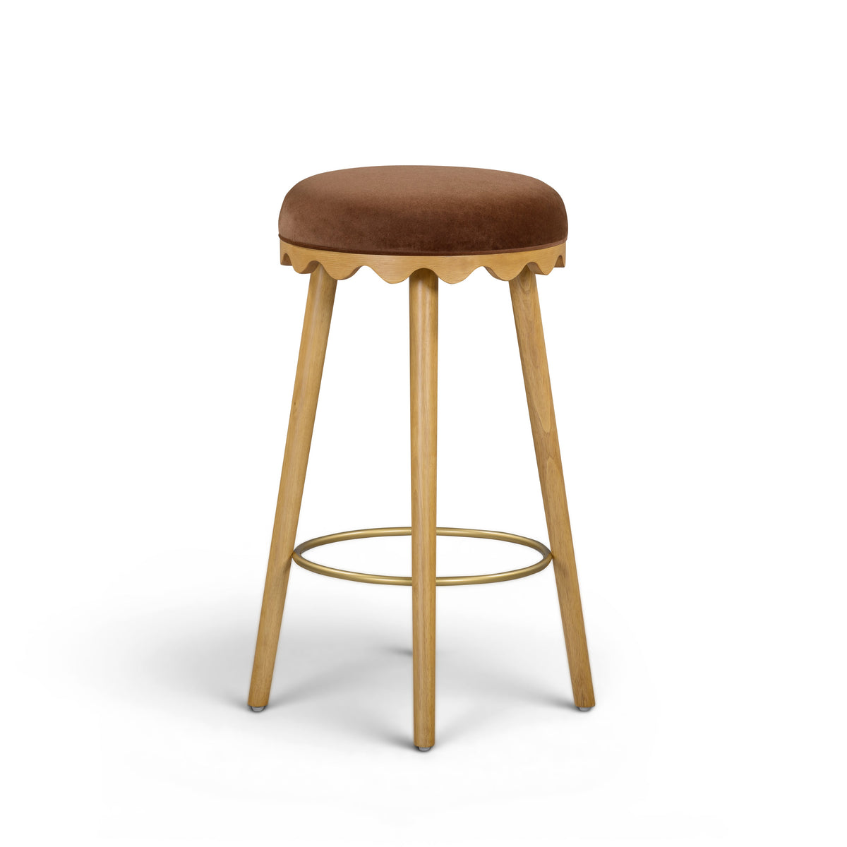 Oodle Bronze Performance Vegan Mohair Natural Bar Stool by TOV Furniture – photo 2 of 6