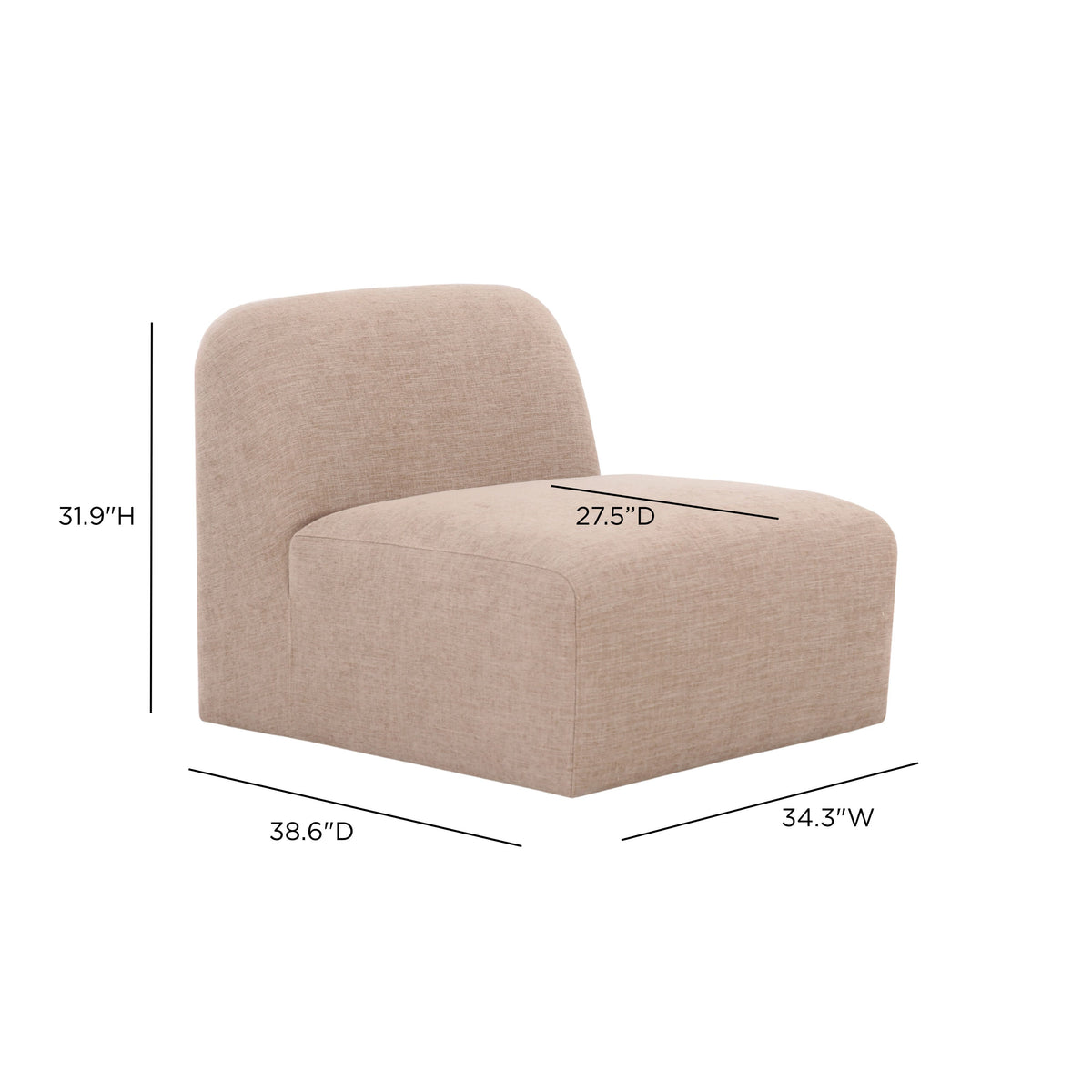 Gorge Modular Armless Chair in Tan by TOV Furniture – photo 7 of 7