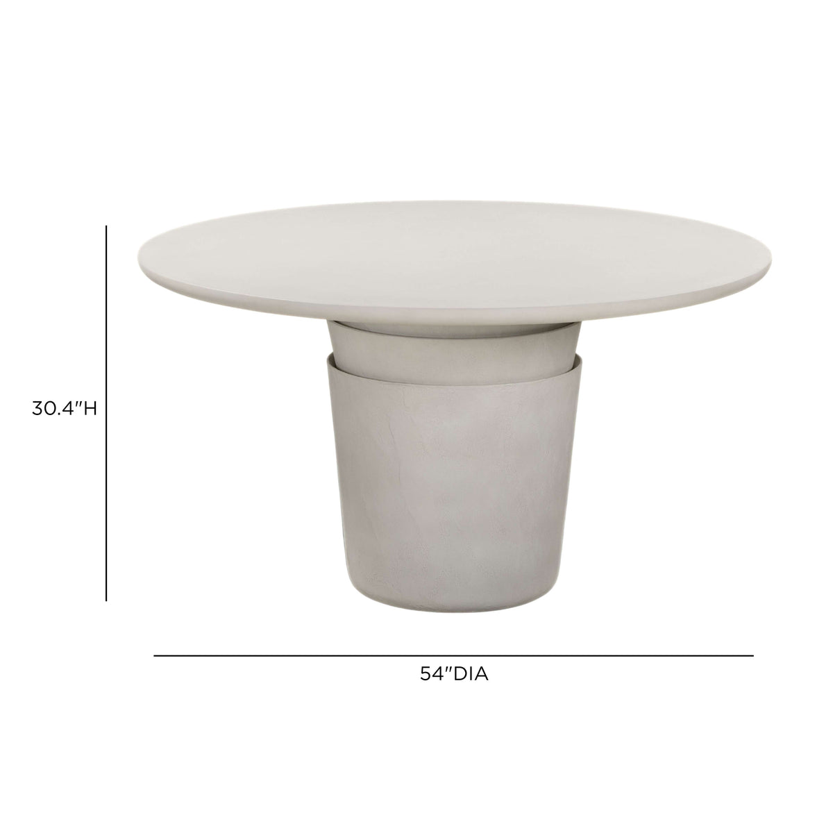 Margot Light Grey Faux Plaster Round 54" Indoor/Outdoor Dining Table by TOV Furniture – photo 5 of 5