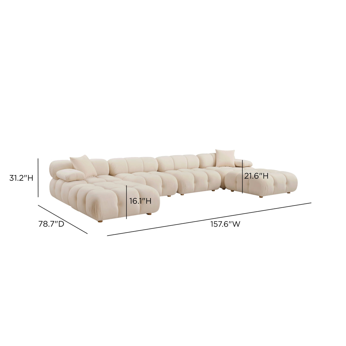 Calliope Cream Performance Velvet 6-piece Modular U-Sectional by TOV Furniture – photo 5 of 5