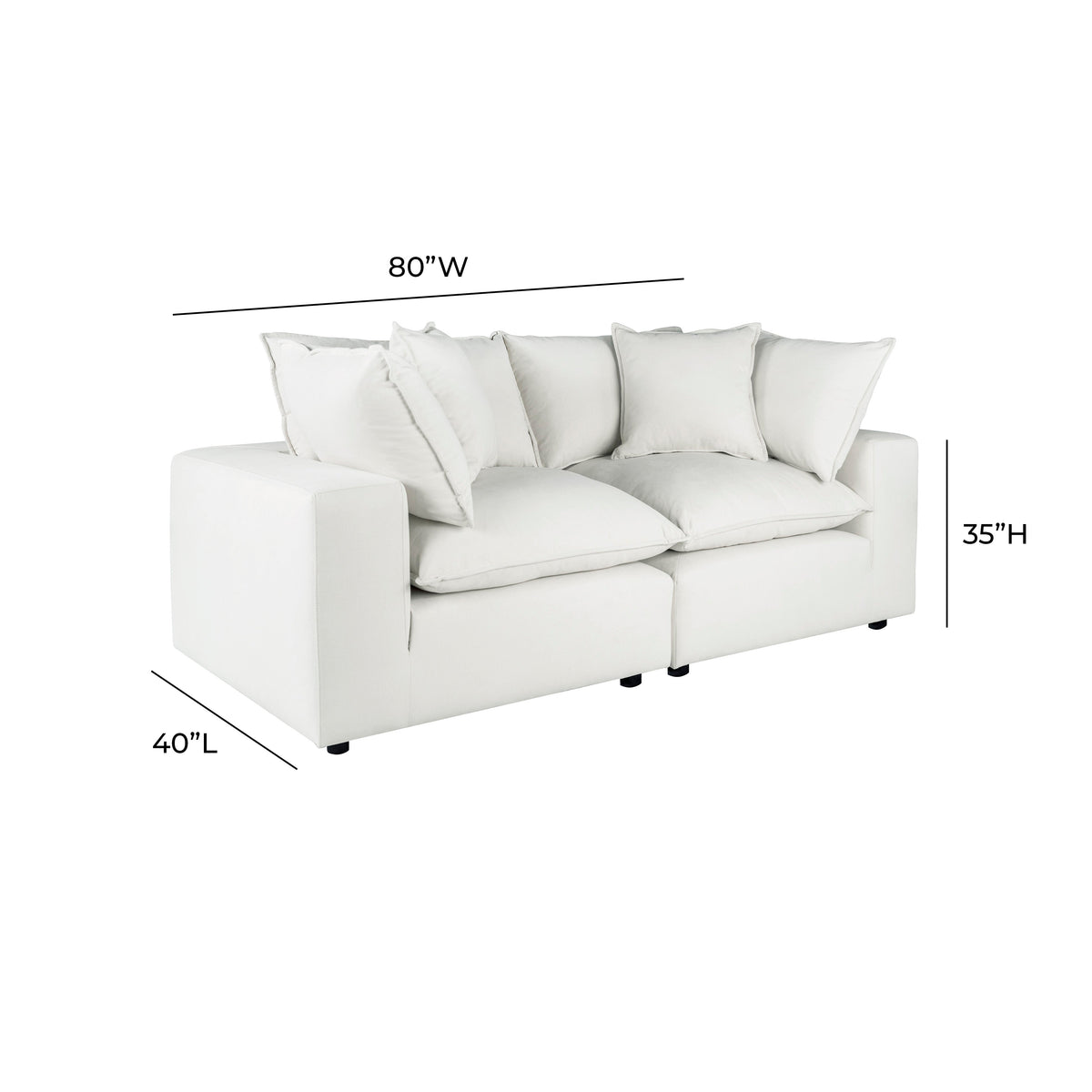 Cali 80" Pearl Performance Fabric Modular Loveseat by TOV Furniture – photo 7 of 7