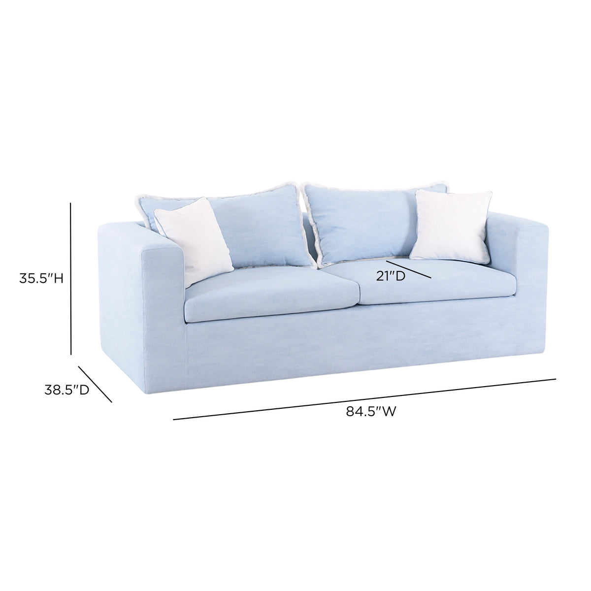 Salty 85" Light Blue Performance Petite Boucle Outdoor Sofa by TOV Furniture – photo 7 of 7