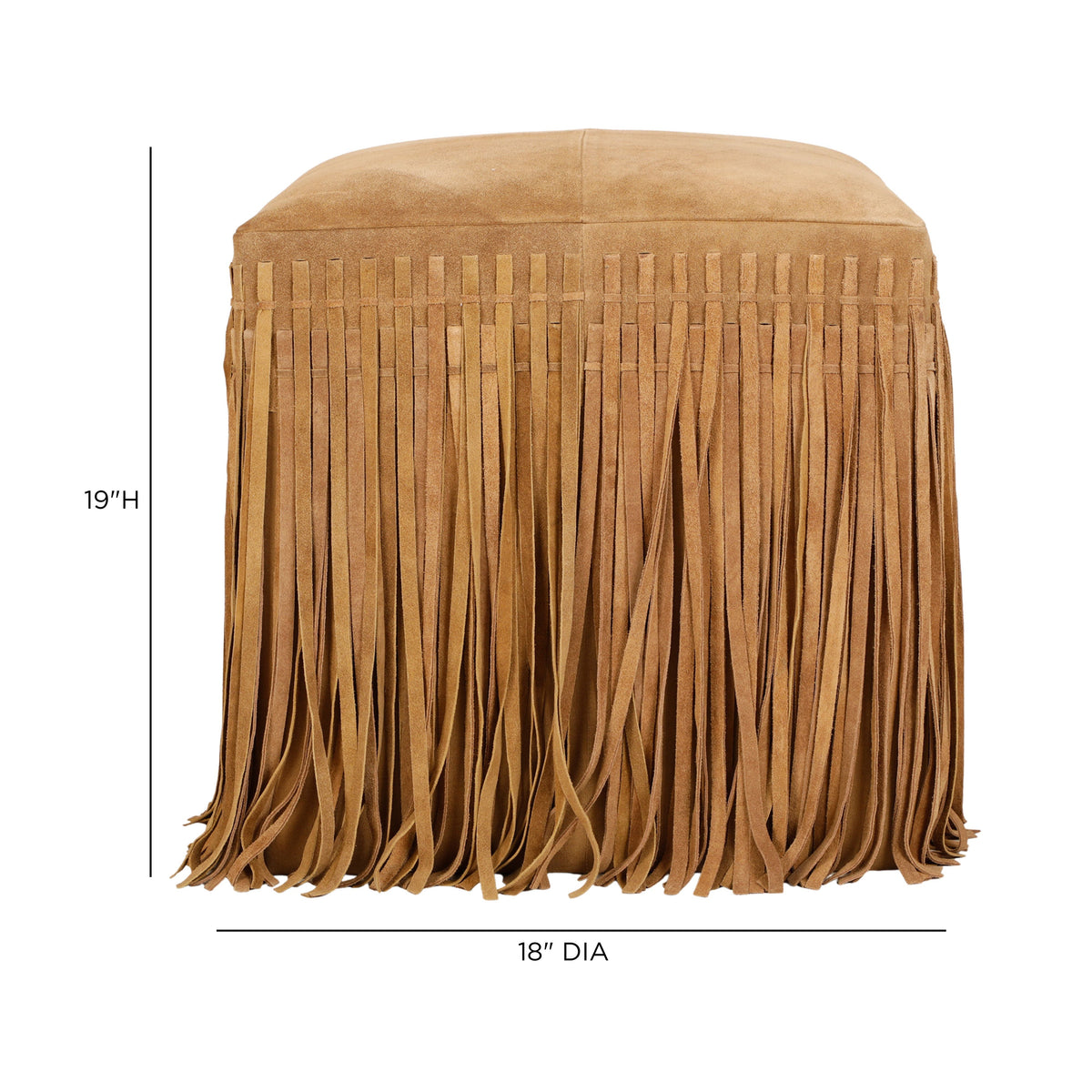 Daphne Square Saddle Brown Suede Fringe Ottoman by TOV Furniture – photo 4 of 4