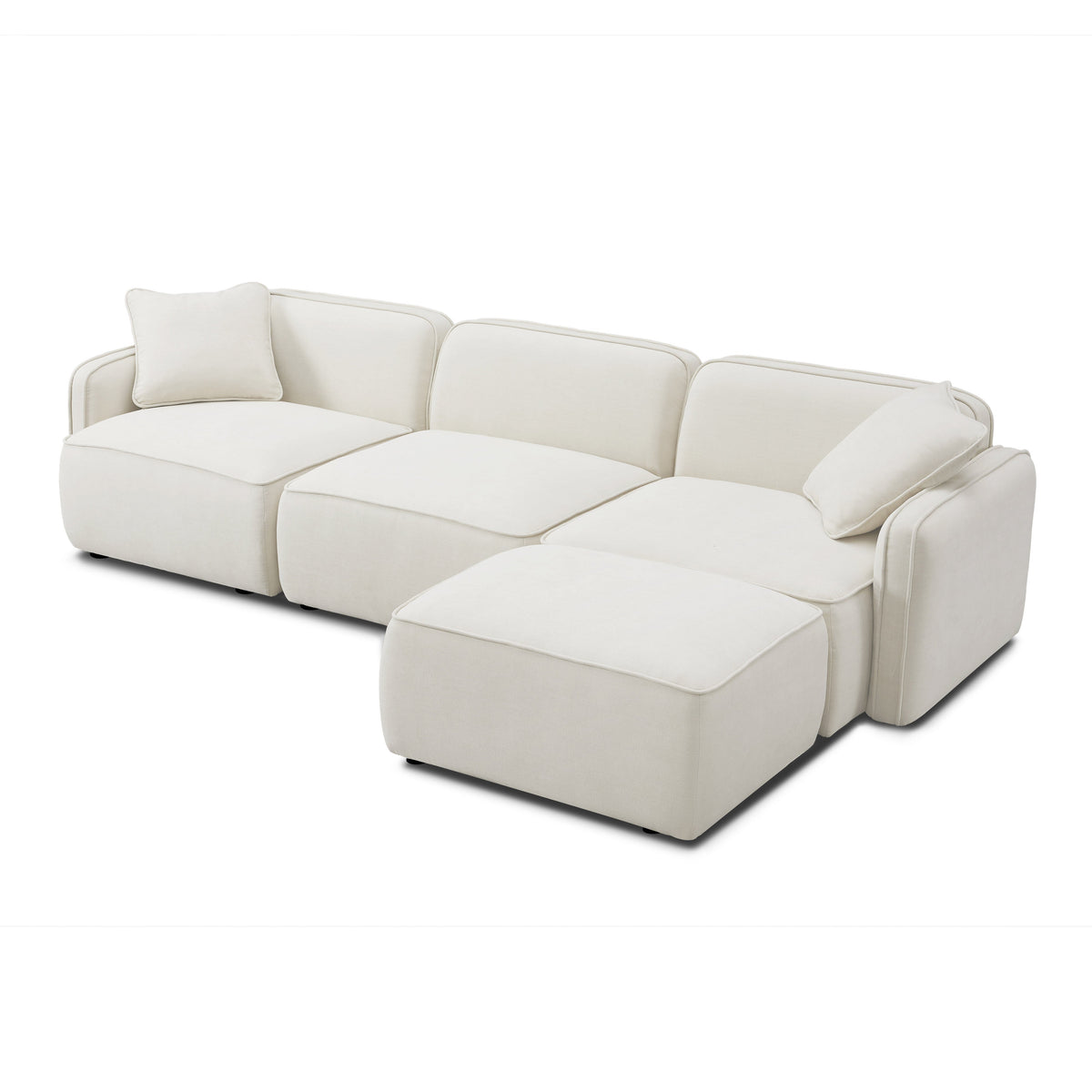 Travie 4-Piece Sand Upcycled Performance Linen Modular Sectional by TOV Furniture – photo 6 of 10