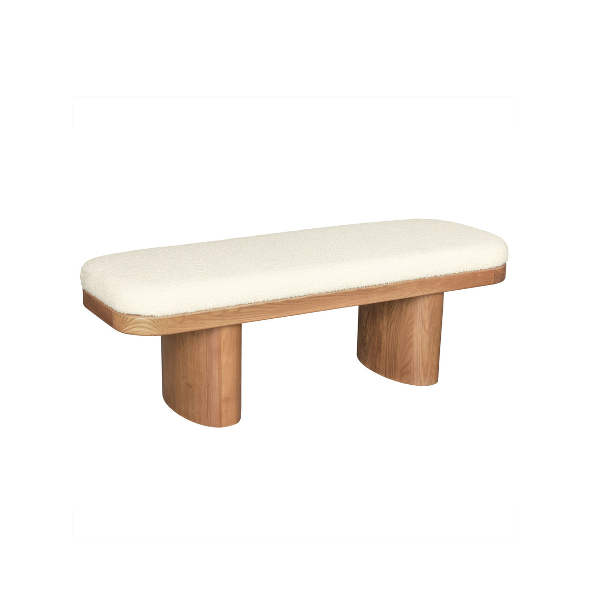 Ollie 48" White Performance Boucle Wooden Bench by TOV Furniture – photo 1 of 6