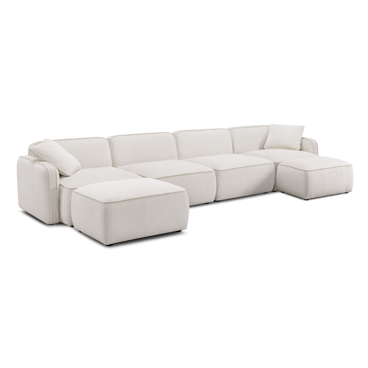 Travie White Sand Performance Corduroy Velvet 6-Piece Modular U-Sectional by TOV Furniture – photo 3 of 8
