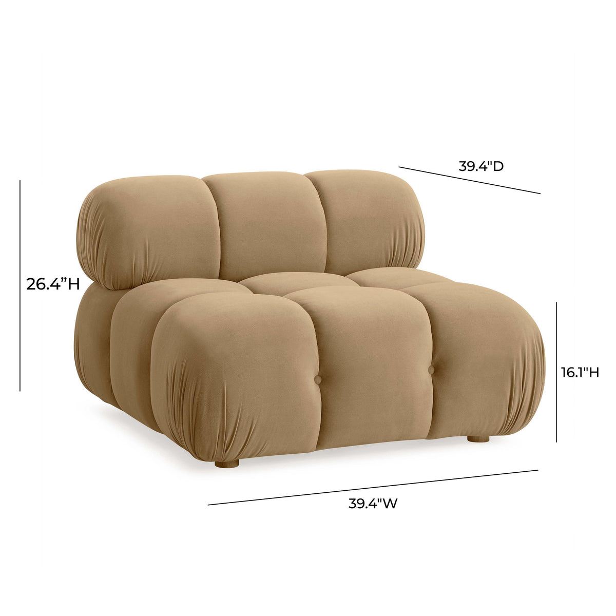 Calliope Cafe Au Lait Performance Velvet Modular Armless Chair by TOV Furniture – photo 6 of 6