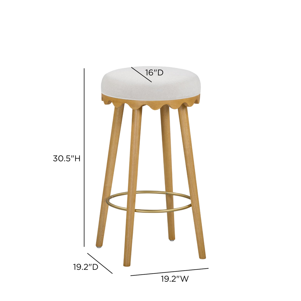 Oodle Cream Performance Vegan Mohair Natural Bar Stool by TOV Furniture – photo 6 of 6