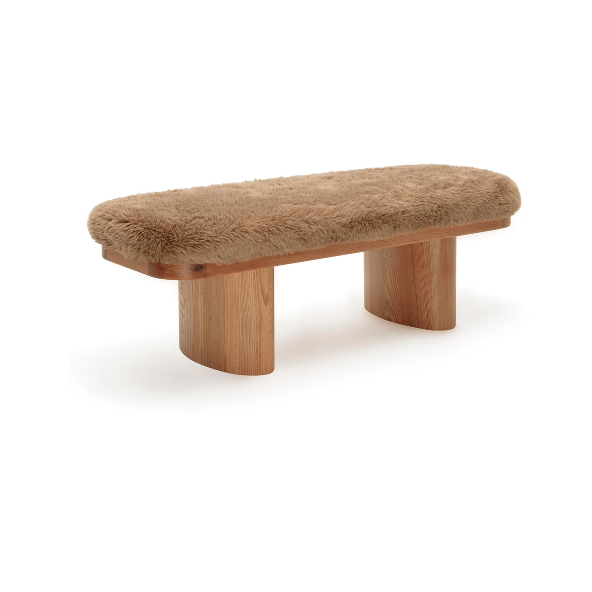 Ollie Taupe Contract-Grade Straight Vegan Shearling Bench by TOV Furniture – photo 1 of 7