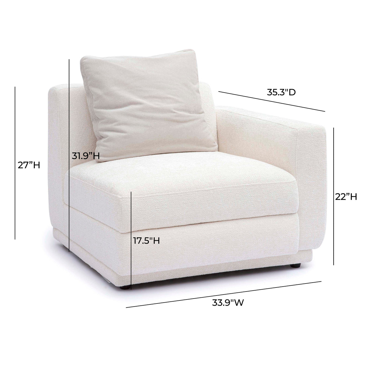 Perry Modular Corner Chair in Cream / RAF by TOV Furniture – photo 6 of 6