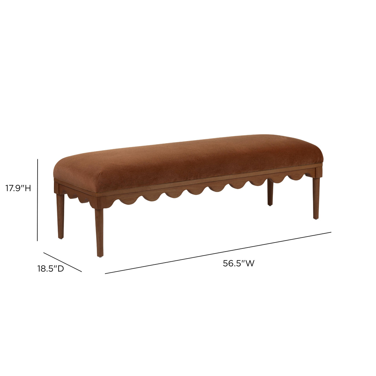 Oodle 56.5" Bronze Vegan Mohair Bench in Walnut by TOV Furniture – photo 5 of 5
