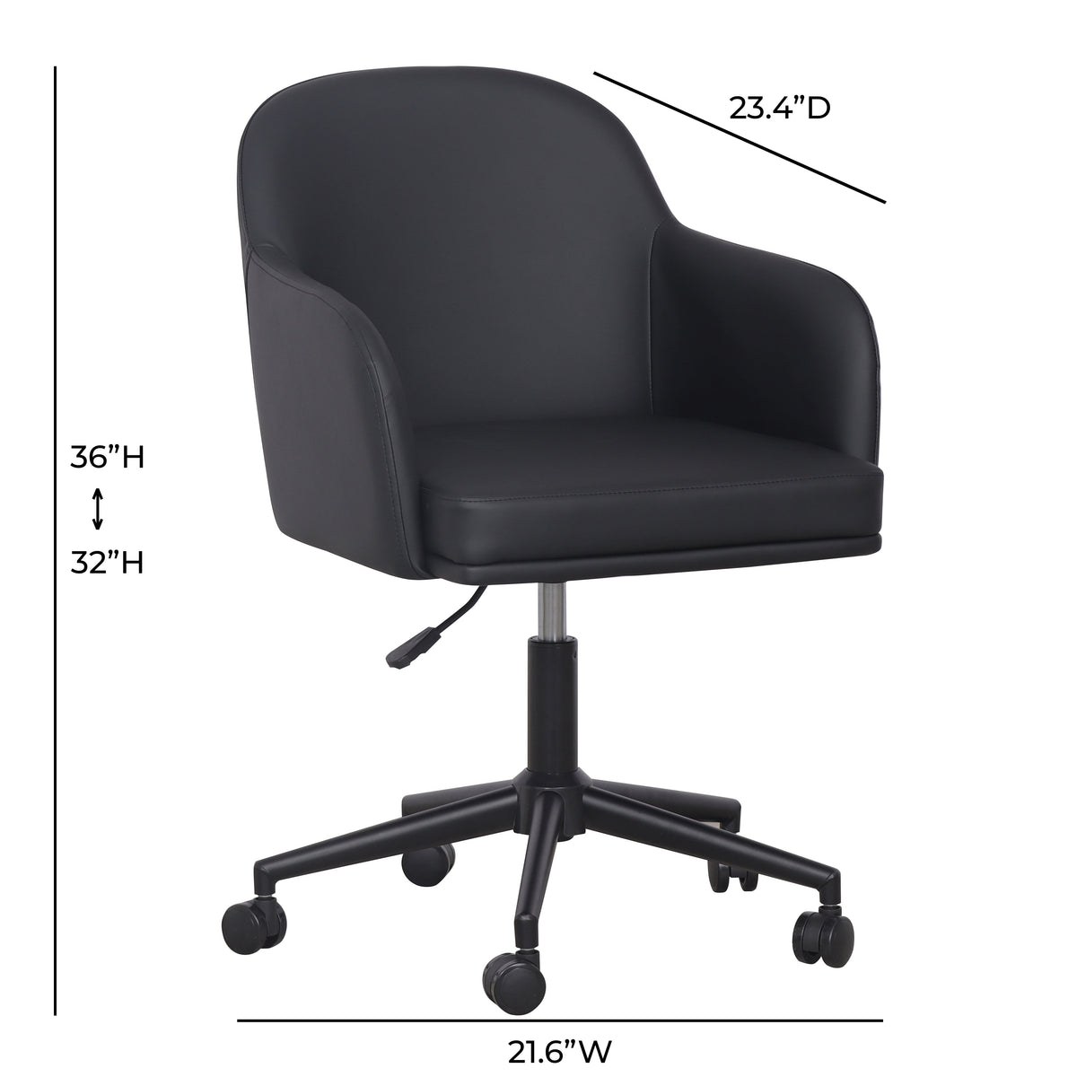 Sydney Office Desk Chair in Coal Black by TOV Furniture – photo 7 of 7