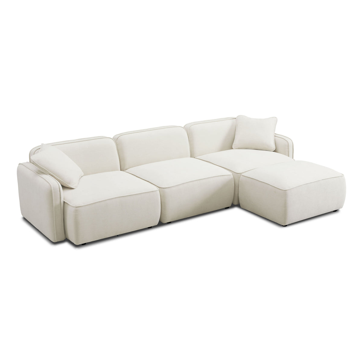 Travie 4-Piece Sand Upcycled Performance Linen Modular Sectional by TOV Furniture – photo 3 of 10