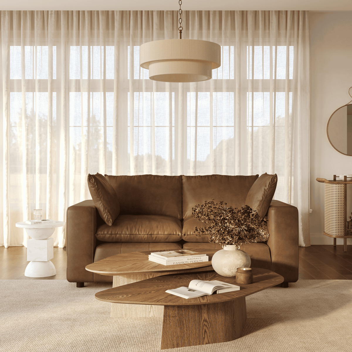 Cali 80" Brown Leather Modular Loveseat by TOV Furniture – photo 2 of 6
